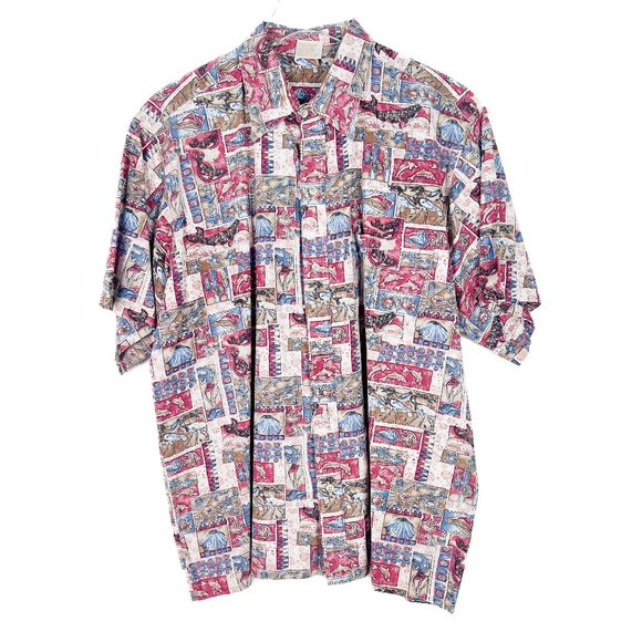 Go Barefoot Other - Go Barefoot Hawaiian Shirt Fish Sea Creatures Short Sleeve Size XL EUC L2394